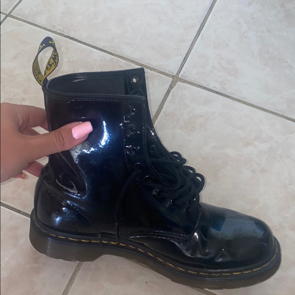 Doc Martens patent black boots